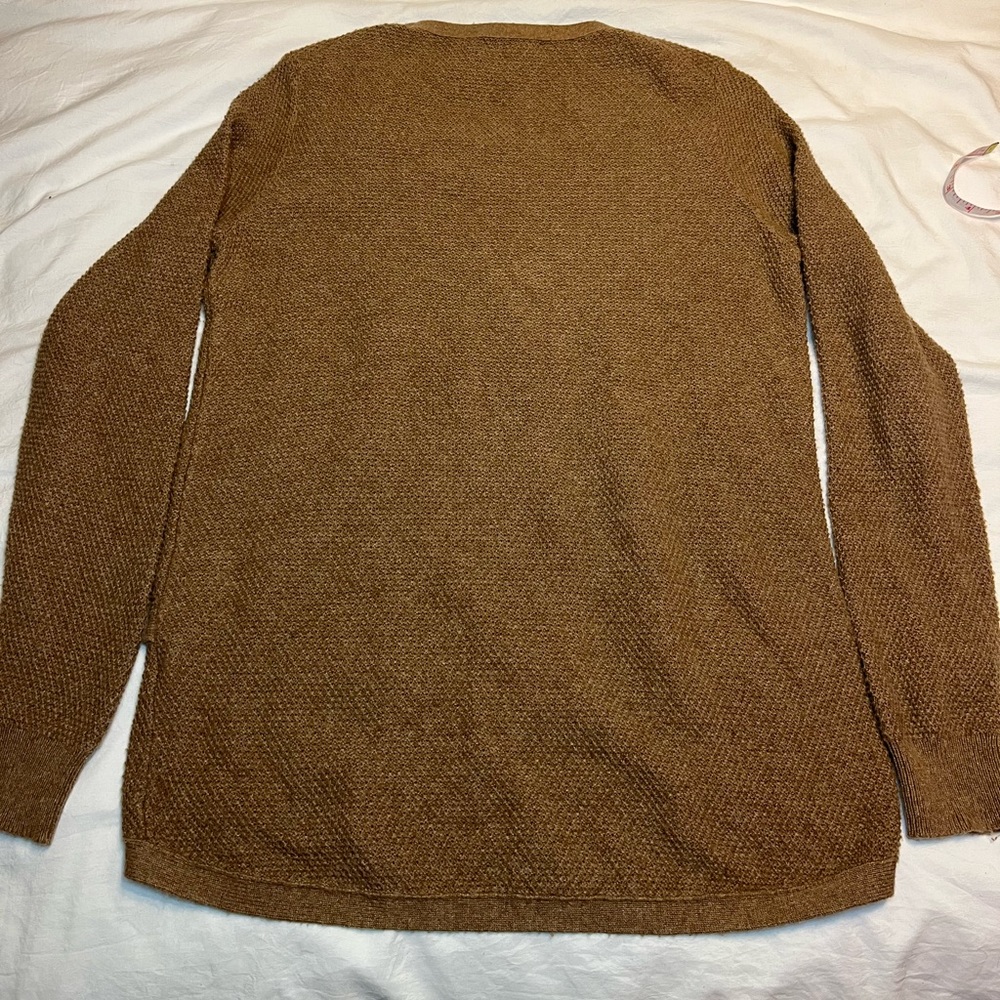 Madewell Brown Crossover Waffle Knit Crewneck Woven Sweater Women’s Size Medium - Picture 8 of 11